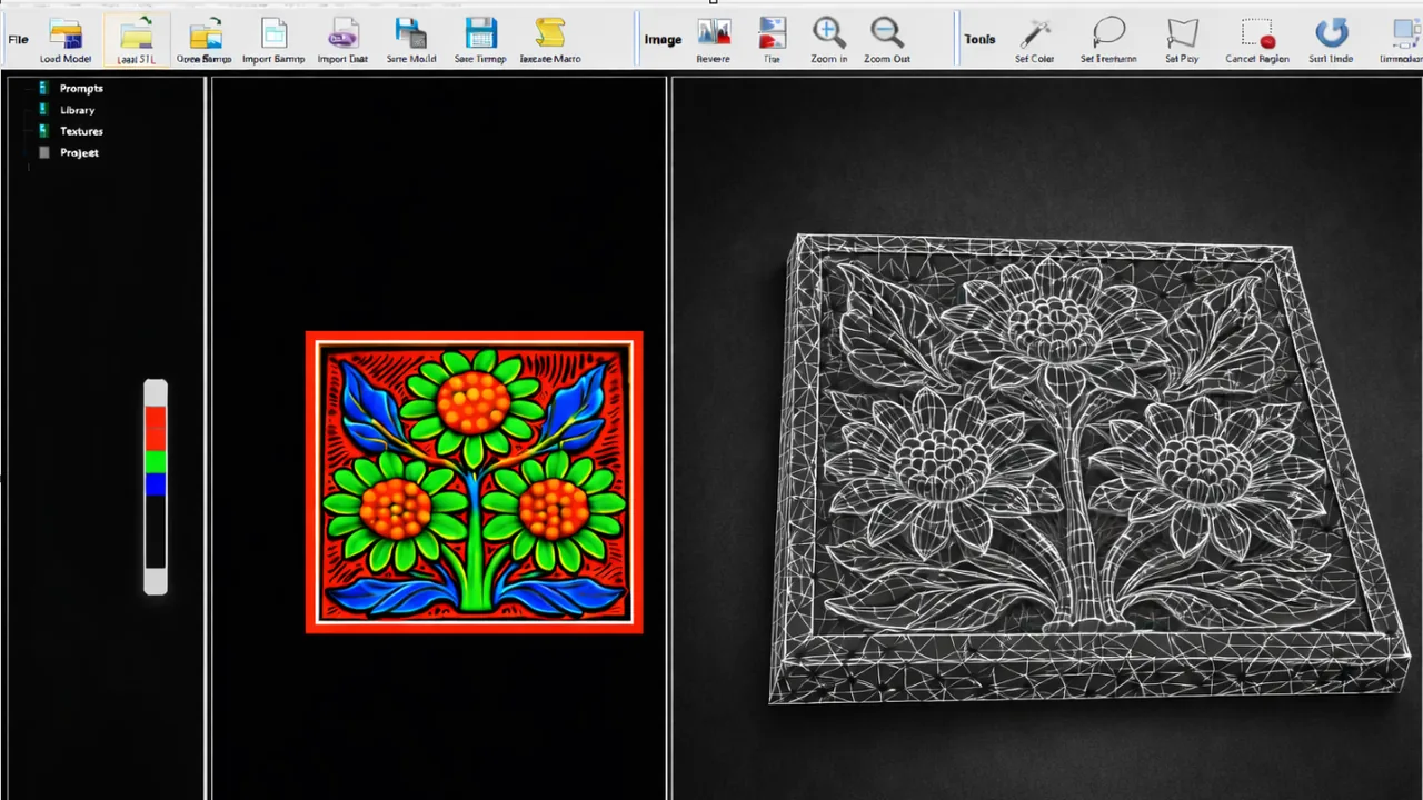Bitmap Lab: source bitmap and the resulting relief panel