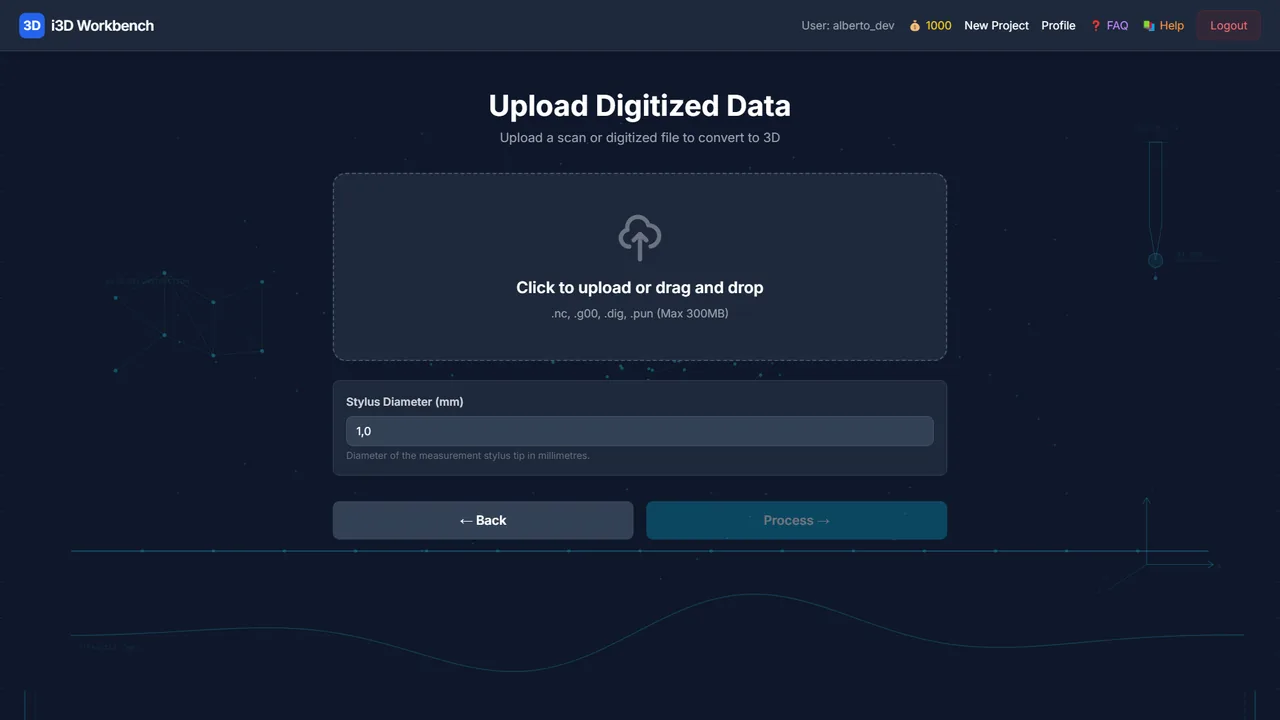 Digitized Data — upload page.