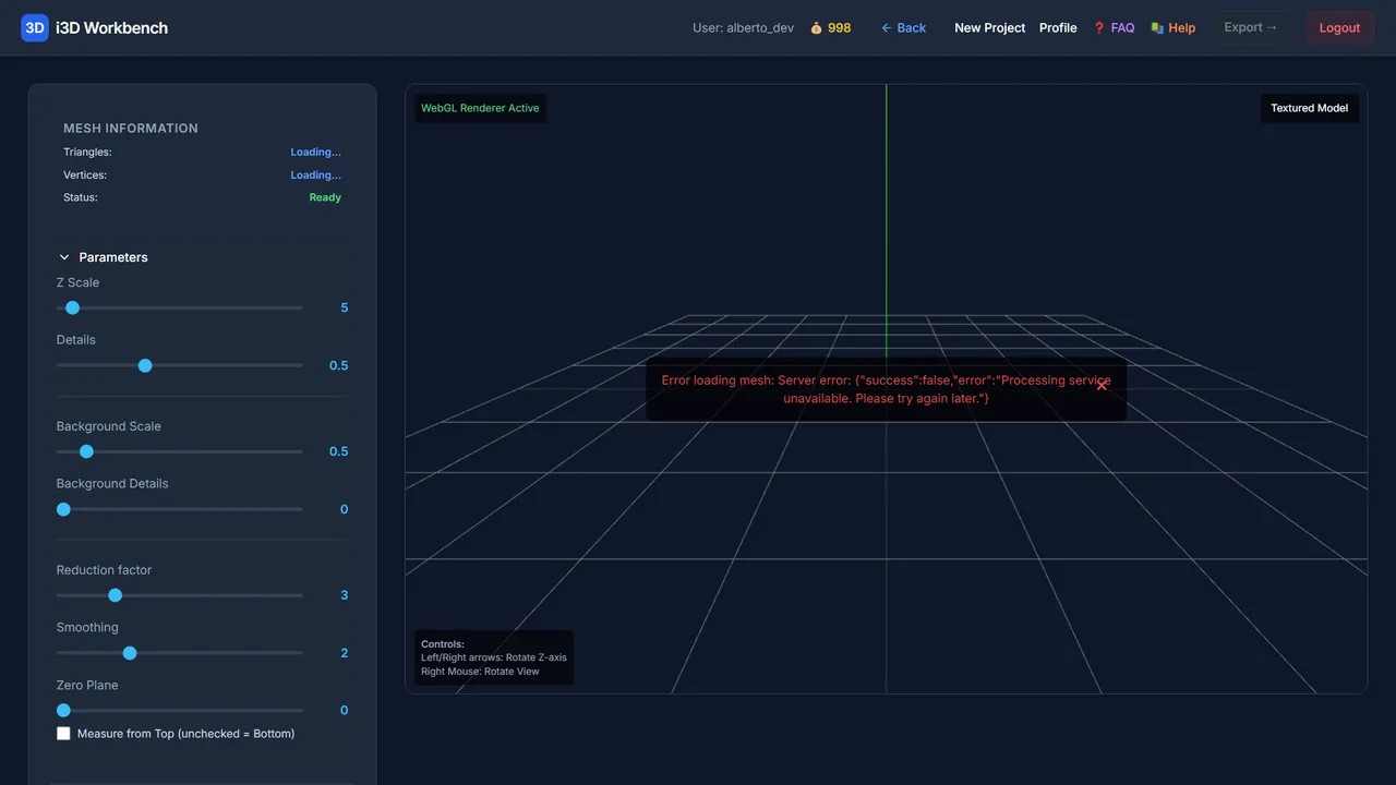 Relief parameters and correction curves in the Model Editor